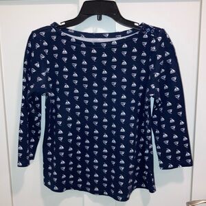 Petite blue and white top. Pima cotton.